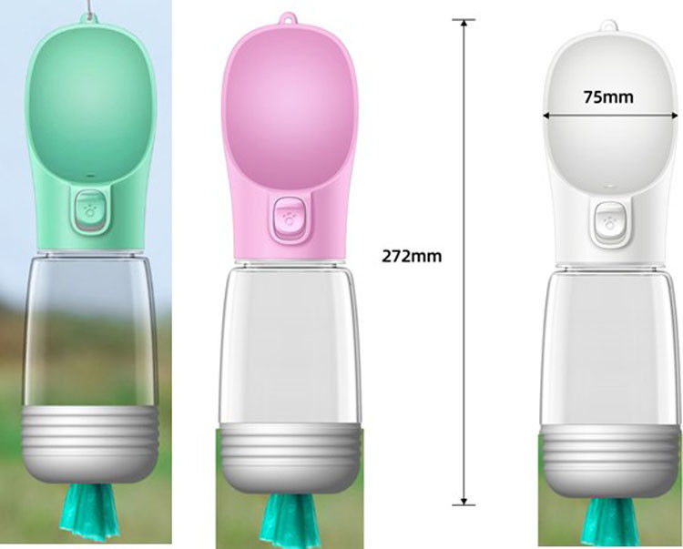 Les chiens portatifs d'extérieur voyagent OEM de la bouteille d'eau 350ml avec le distributeur de sacs de dunette de B