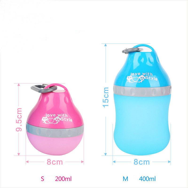 Bouteille d'eau et cuvette extérieures détachables de chien de silicone bouteille potable d'animal familier de 400 ml