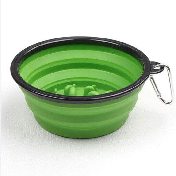 Plat pliant de alimentation lent libre de l'eau de BPA pour les chiens 350ml de déplacement