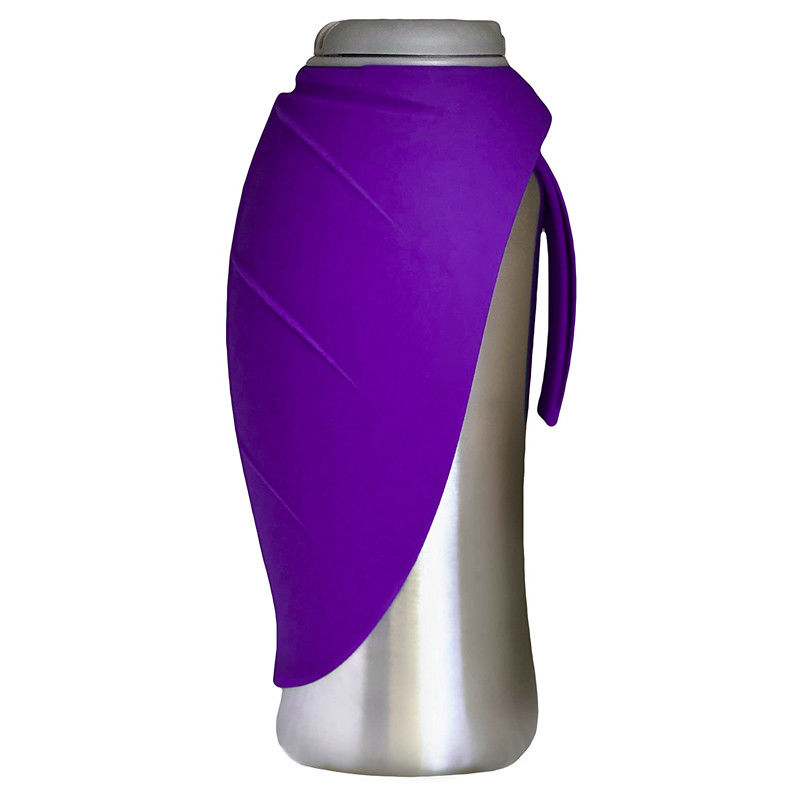 Bouteille d'eau chaude d'animal familier de cuvette de silicone de bouteille d'eau de chiot portatif formée par feuille d'acier inoxydable
