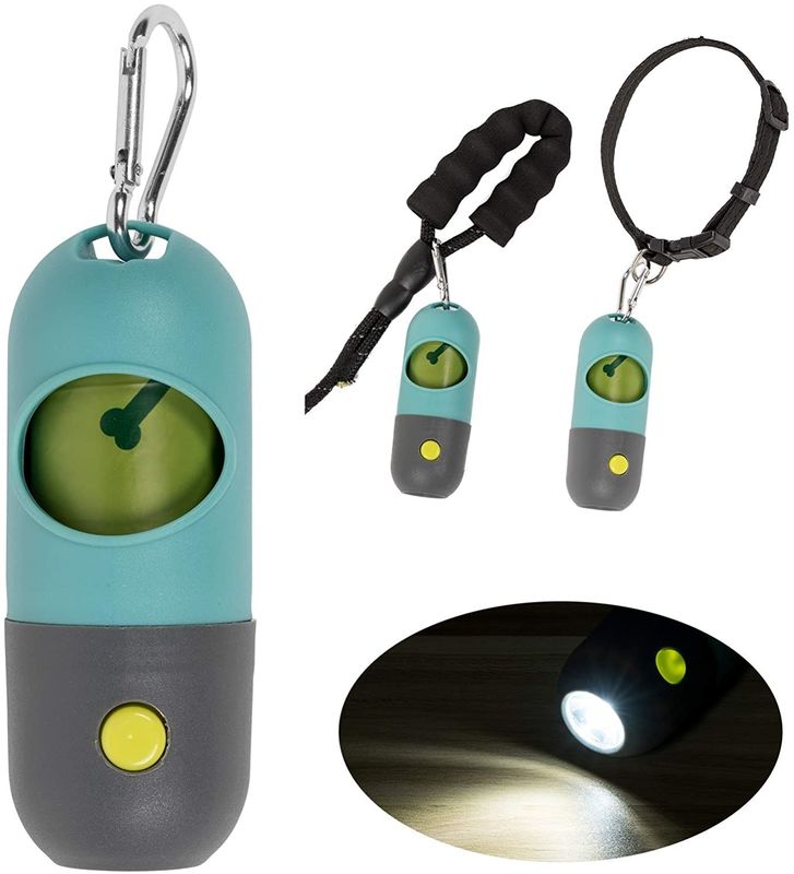 La pilule forment le distributeur de support de sac de déchets de chien de dunette d'animal familier de lampe-torche de LED