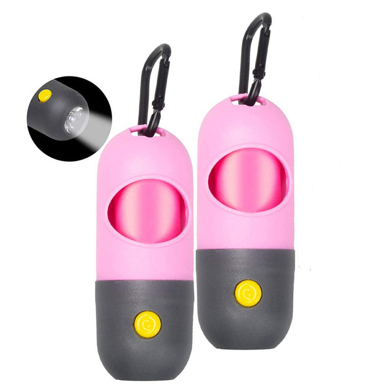 PE de support de distributeur de sac de dunette de chiot de lampe-torche de LED avec 15 sacs de déchets de preuve de fuite