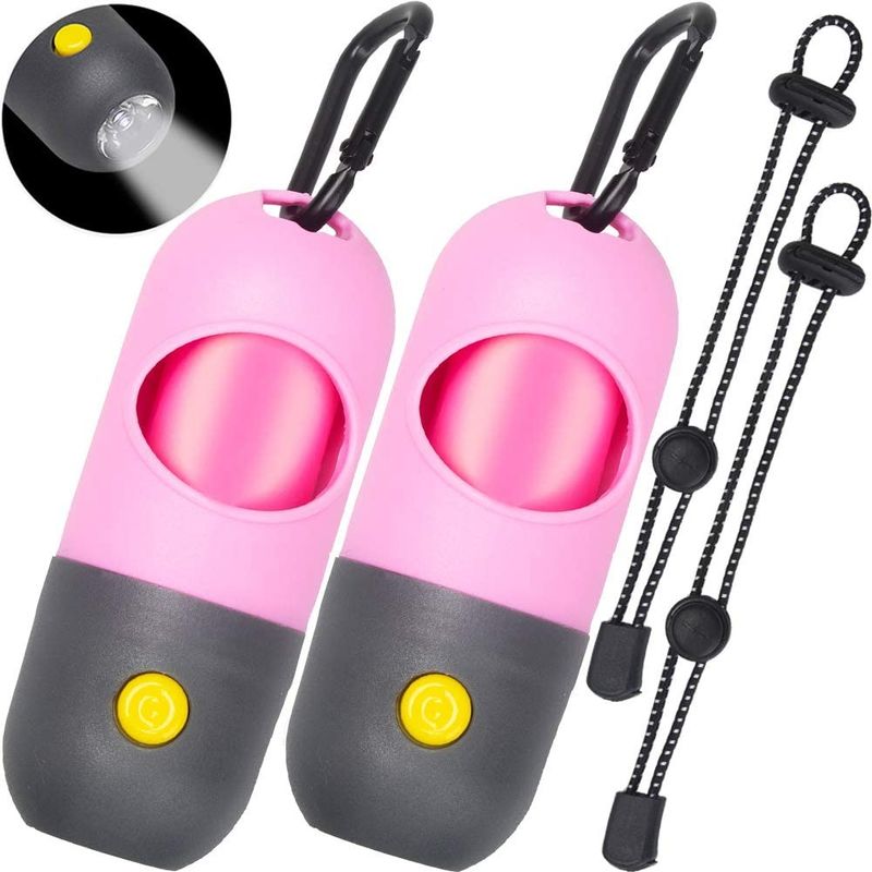 PE de support de distributeur de sac de dunette de chiot de lampe-torche de LED avec 15 sacs de déchets de preuve de fuite