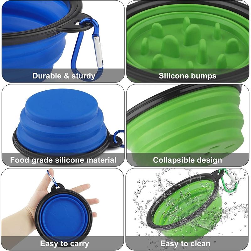 Pliable portatif de consommation de silicone de chien de cuvette lente pliante de l'eau pour l'eau d'alimentation