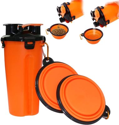 Bouteille pliante de cuvette de l'eau de voyage du chien 2 pour la bouteille d'eau portative extérieure 12oz d'animal familier